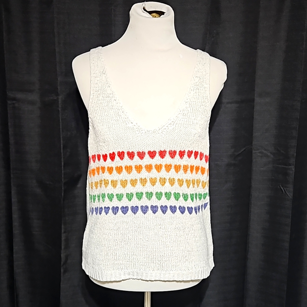 Rainbow hearts sweater tank